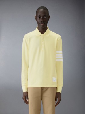 Thom Browne 4-Bar long-sleeve Men Polo Shirt Yellow | NPI67H88063