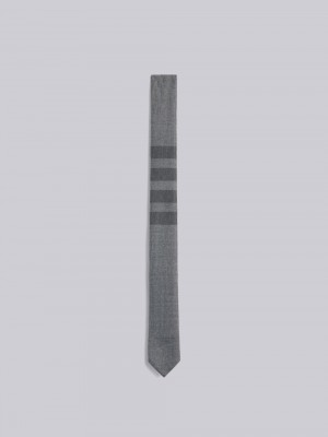 Thom Browne 4-Bar pointed Men Ties Grey | CCV97I57191