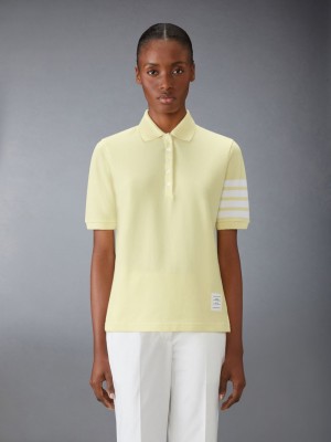 Thom Browne 4-Bar short-sleeved Women Polo Shirt Yellow | MHE16O70861