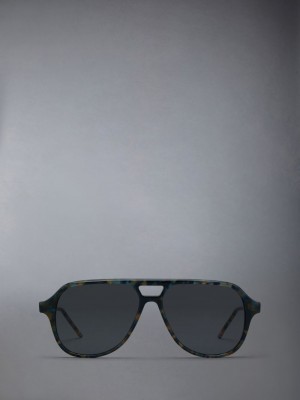 Thom Browne Acetate Aviator Men Sunglasses Navy | BJP18O69429