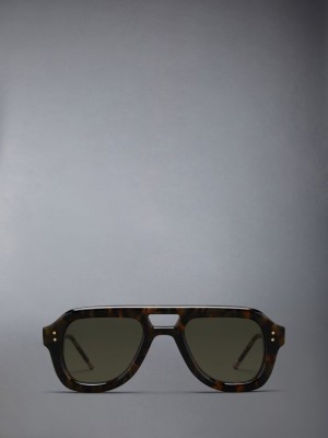 Thom Browne Acetate Aviator Women Sunglasses Dark Brown | KLG84I32843