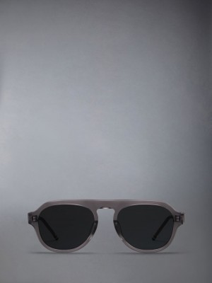 Thom Browne Acetate Oval Men Sunglasses Grey | MJK76G92624