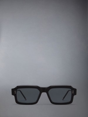 Thom Browne Acetate Rectangular Men Sunglasses Black | VHJ93O76181