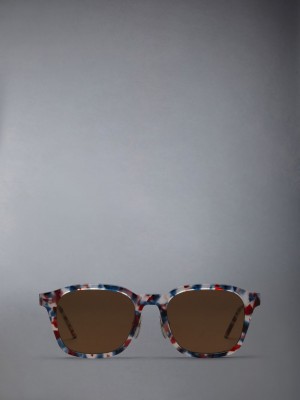 Thom Browne Acetate Rectangular Men Sunglasses Multicolor | BQC91G33856