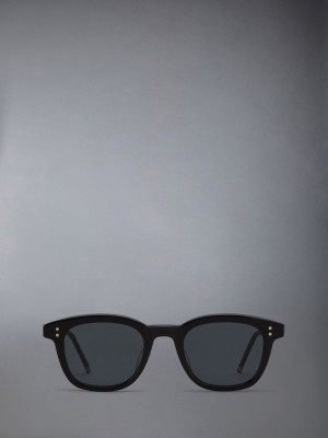 Thom Browne Acetate Rectangular Women Sunglasses Black | RCN43P10981