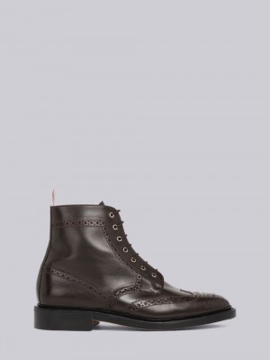 Thom Browne Box Calf Classic Wingtip Men Boots Brown | WTH19C32823