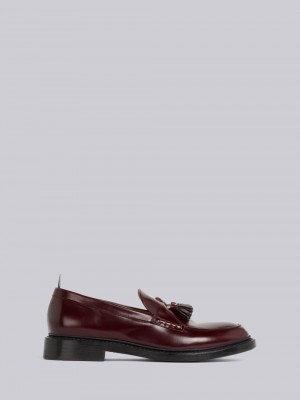 Thom Browne Burgundy Calf Leather Tassel Men Loafers Red | SNE12L12946