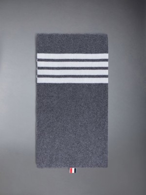 Thom Browne CASHMERE RIB 4-BAR Men Scarf Grey | ZAP40Q72031