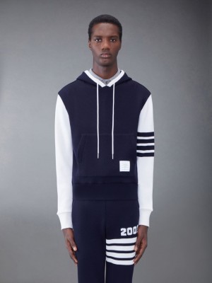 Thom Browne CASHMERE WAFFLE 2003 4-BAR Men Hoodie Blue | UCK63M12990