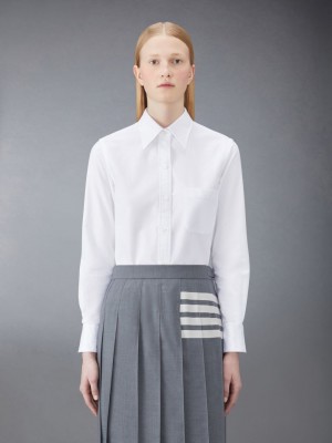 Thom Browne CLASSIC LONG SLEEVE BUTTON DOWN POINT COLLAR IN OXFORD Women Shirts White | QSM30Y27616