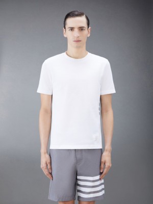 Thom Browne CLASSIC PIQUE 4-BAR Men T Shirts White | QEK83N03044