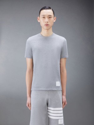 Thom Browne CLASSIC PIQUE 4-BAR Men T Shirts Grey | RWD63V95477