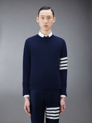 Thom Browne Cashmere 4-Bar Classic Men Pullover Blue | NDR98P76484