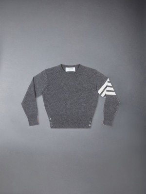 Thom Browne Cashmere 4-Bar Crewneck Boys's Pullover Grey | DOX54Q28070