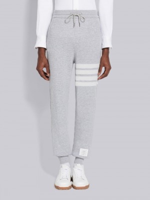 Thom Browne Cashmere Waffle 4-Bar Men Sweatpants Grey | JLV82K19285