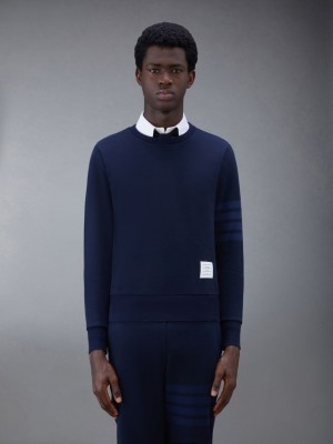 Thom Browne Classic Loopback 4-Bar Relaxed Men Sweatshirts Blue | ZSO84C46075