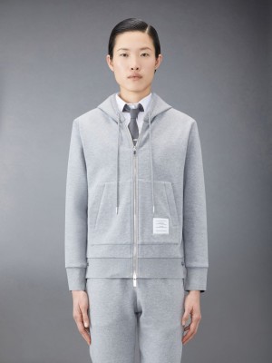 Thom Browne Classic Loopback Stripe Full Zip Women Hoodie Grey | QWX69R62144