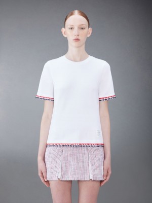 Thom Browne Classic Pique Short Sleeve Women T Shirts White | GQK82P06773