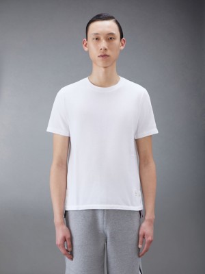 Thom Browne Classic Pique Stripe Men T Shirts White | NMX48D96625