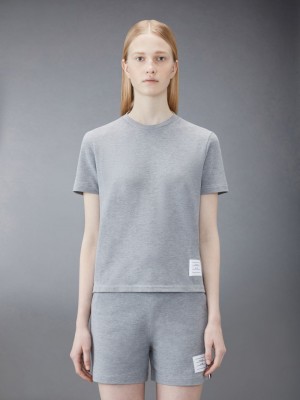 Thom Browne Classic Pique Stripe Women T Shirts Grey | MFR03T21701