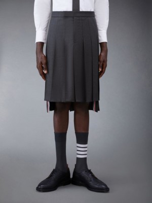 Thom Browne Classic Twill Pleated Men Skirts Grey | TMR49C33451