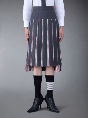 Thom Browne Classsic Twill Pleated Women Skirts Grey | DEF13X19612