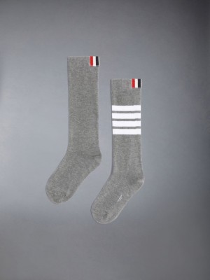 Thom Browne Cotton 4-Bar Knee High Boys's Socks Grey | KIB63T45344