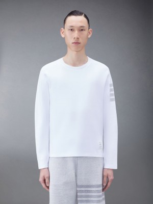 Thom Browne Cotton 4-Bar Men T Shirts White | MFO19U99034