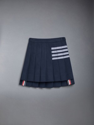 Thom Browne Cotton 4-Bar Pleated Mini Girls's Skirts Blue | HJG04O41437