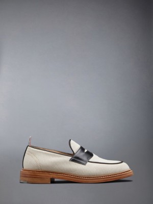 Thom Browne Cotton Canvas Penny Men Loafers Brown | SPV33V82571