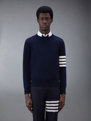 Thom Browne Cotton Crepe Men Pullover Blue | OXL69V11149