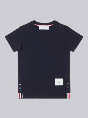 Thom Browne Cotton Jersey Short Sleeve Boys's T Shirts Navy | NKX75A25903