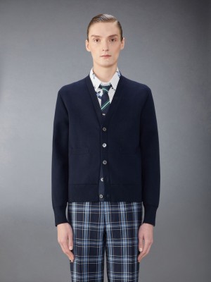 Thom Browne Cotton Milano Stitch Men Cardigan Blue | GHI60J75582