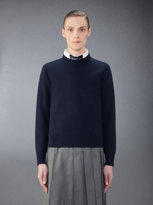 Thom Browne Cotton Milano Stitch Men Pullover Blue | BNL33F95196