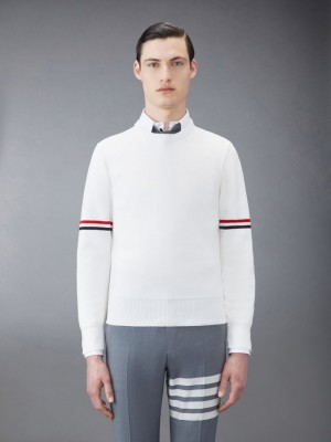 Thom Browne Cotton Milano Stripe Men Pullover White | UGV15U21409