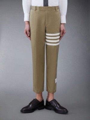 Thom Browne Cotton Twill 4-Bar Chino Men Pants Brown | DIY16C50523