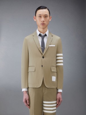 Thom Browne Cotton Twill 4-Bar Unconstructed Classic Sport Men Coats Beige | REC64E41756