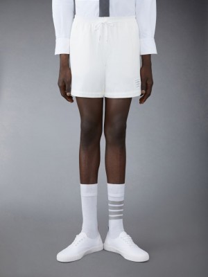 Thom Browne Cotton Twill Drawstring Rugby Men Shorts White | BYS20E61936