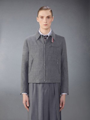 Thom Browne Crispy Wool Golf Men Jackets Grey | QSP75Y23685