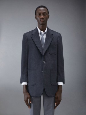 Thom Browne Dark Weight Cashmere Oversized Sack Men Coats Grey | HCE02Y98945