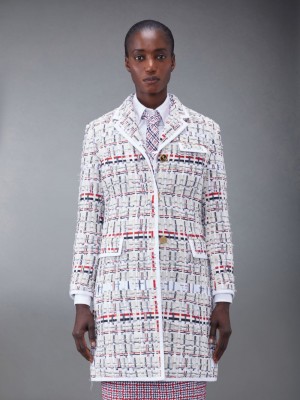 Thom Browne Deconstructed Tweed Slim Fit Sport Women Coats Multicolor | QGG63N06402