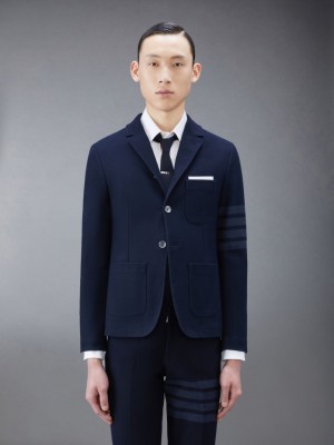 Thom Browne Double Face Tech Twill Sport Men Coats Blue | YGS32H30992