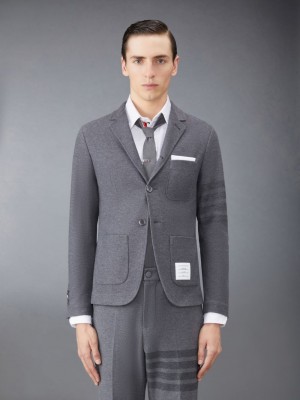 Thom Browne Double Face Tech Twill Sport Men Coats Grey | HRI62L42736