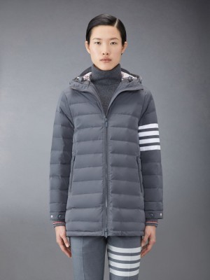 Thom Browne Downfilled Twill 4-Bar Ski Women Jackets Grey | YKN78C04586