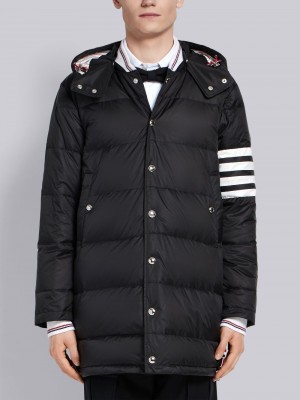 Thom Browne Down-filledmatte Nylon 4-bar Snap-front Men Coats Black | WYQ69Z65394