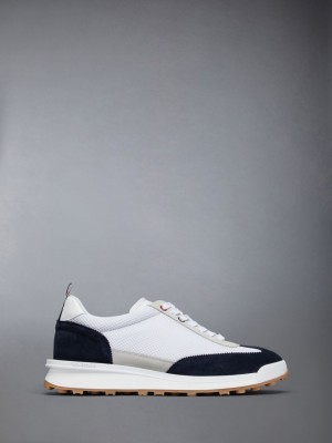 Thom Browne FINE SUEDE TECH RUNNER Men Sneakers White | PXH95X36248