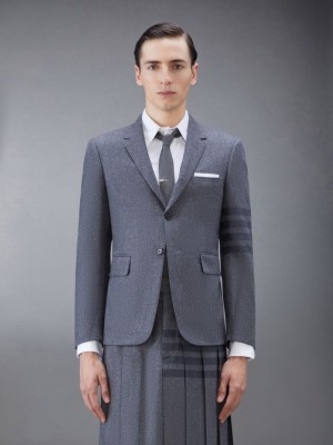 Thom Browne Flannel 4-Bar Classic Sport Men Coats Grey | WBA24K80522