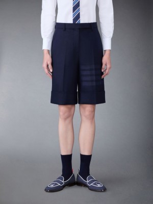 Thom Browne Flannel 4-Bar Sack Women Shorts Blue | BEJ01X62677