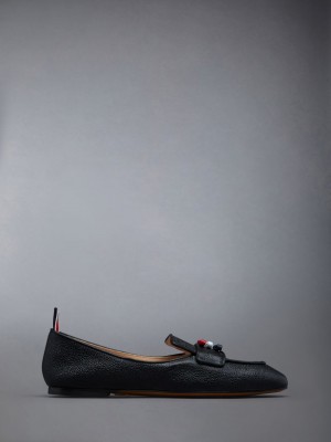 Thom Browne Flexible Leather Sole 3-Bow Women Loafers Black | PTW07E04260