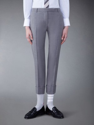 Thom Browne Fresco Low Rise Cigarette Women Pants Grey | ZYV99P88168